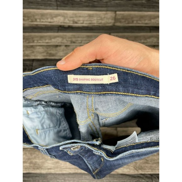 Levis 315 Shaping bootcut Denim Cut Off Jean Short - Picture 4 of 6
